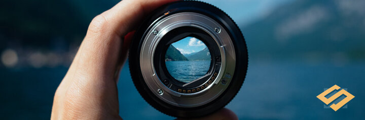a lake viewed through a camera lens