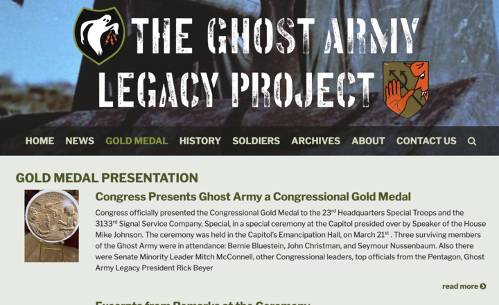 screenshot of the ghost army legacy project with information about the congressional medal awards
