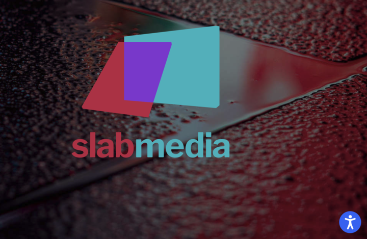 Slabmedia homepage with accessibe widget in corner